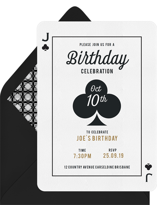 casino themed birthday party invitations