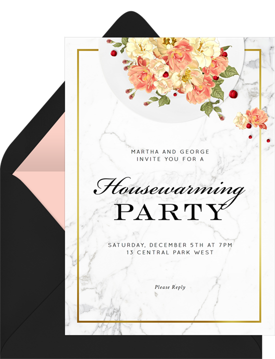 Blooming Plate housewarming invitations from Greenvelope