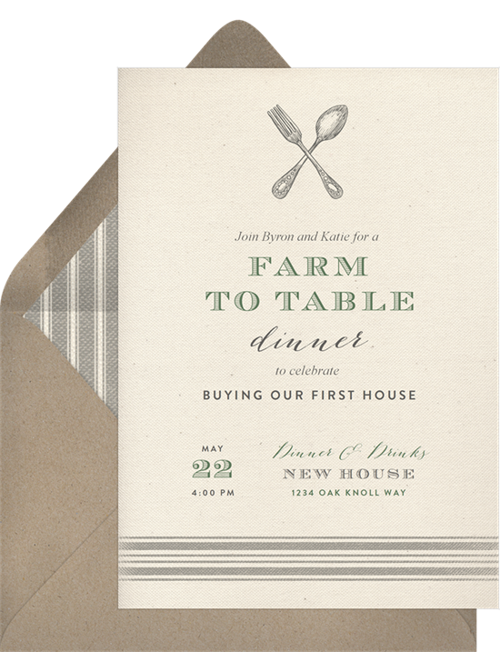 Rustic Farmhouse housewarming invitations from Greenvelope