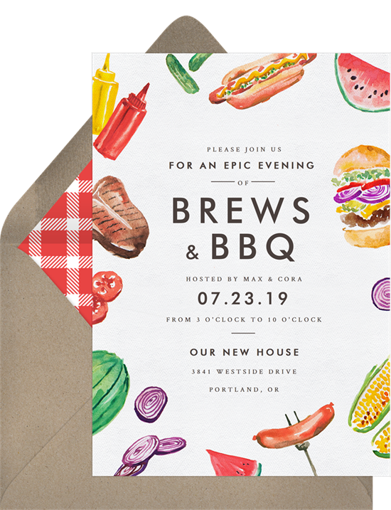 Grillin' and Chillin' housewarming invitations from Greenvelope