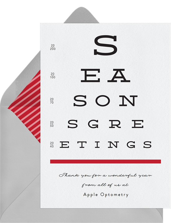 Eye Chart business Christmas cards from Greenvelope