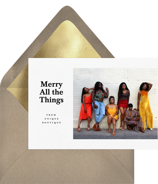 Merry All the Things business Christmas cards from Greenvelope