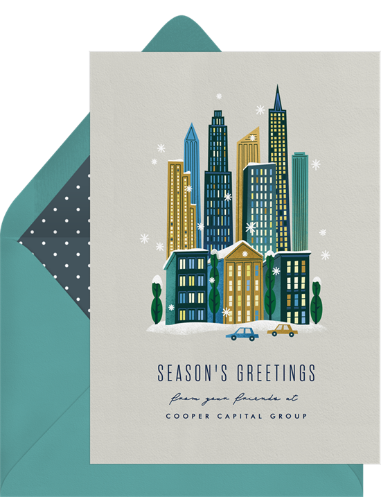 Downtown Cheer business Christmas cards from Greenvelope