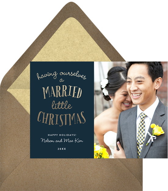 The unique Christmas card design: Married Little Christmas from Greenvelope