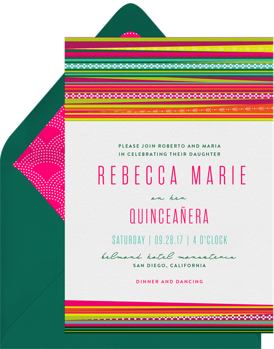 Llama Love Quinceañera invitations from Greenvelope