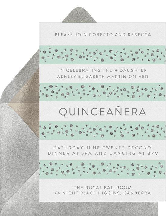 Decked Out in Diamonds Quinceañera invitations from Greenvelope