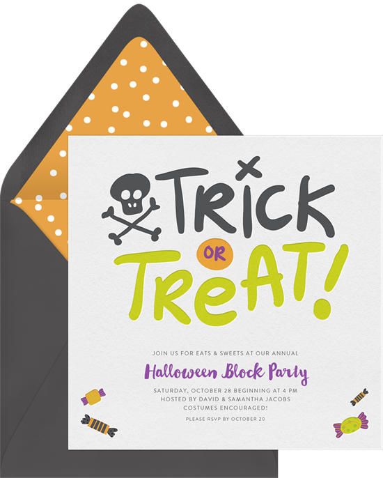 Trick or Treat Halloween Invitations from Greenvelope