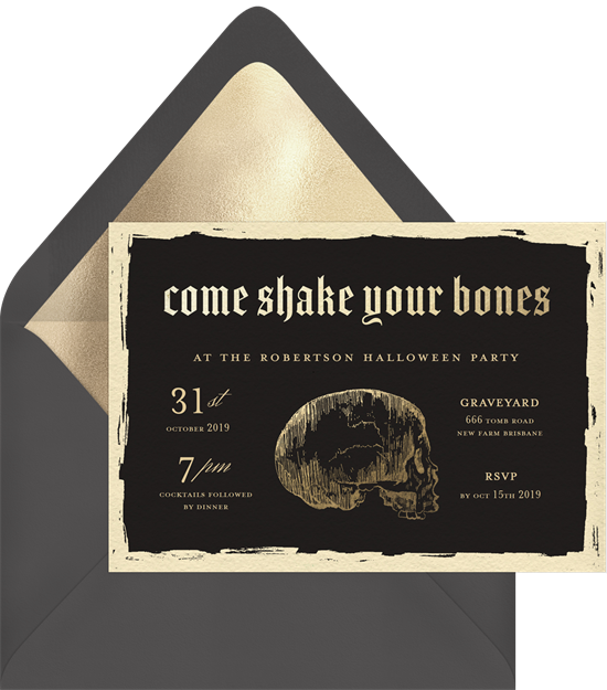 Come Shake Your Bones Halloween Invitations from Greenvelope