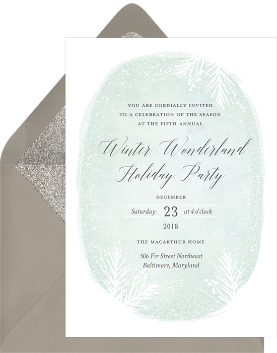 Winter wonderland holiday party invitations