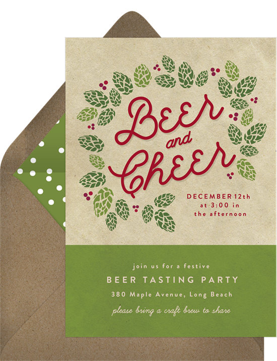 Beer and cheer holiday party invitation
