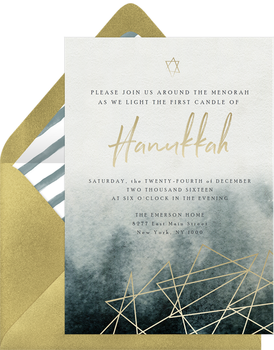 Gilded Hanukkah Invitation