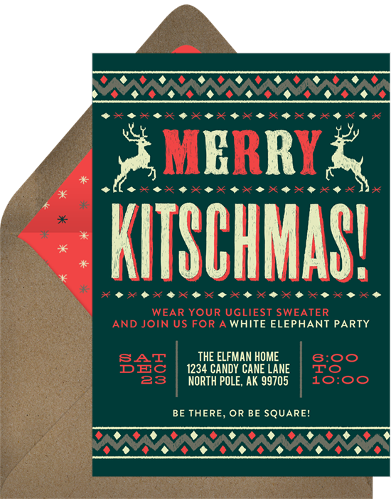 Merry Kitchmas holiday party invitations