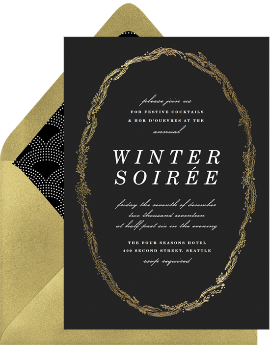 Winter soiree holiday party invitations
