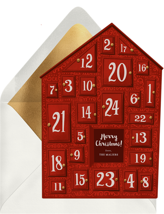 Christmas card ideas: Christmas Countdown Cards from Greenvelope