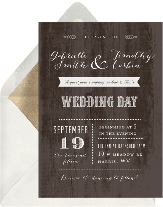 Rustic Woodgrain Wedding Invitations from Greenvelope