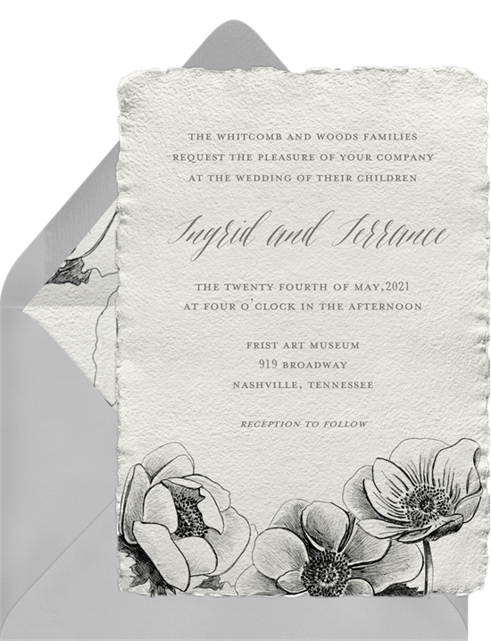 Anemone Blossoms Rustic Wedding Invitations from Greenvelope