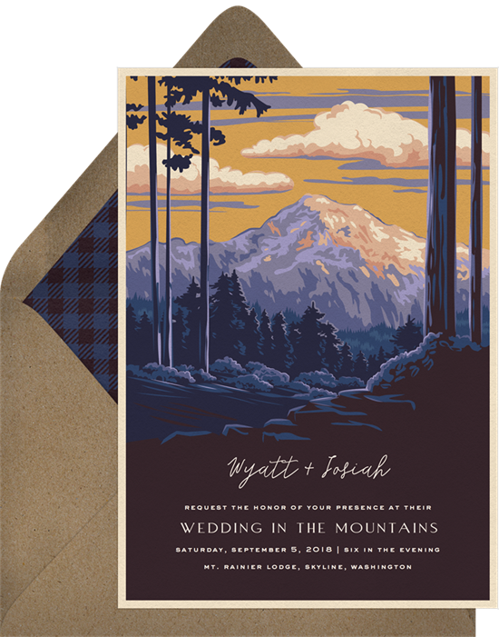 Mount Rainier Rustic Wedding Invitations from Greenvelope