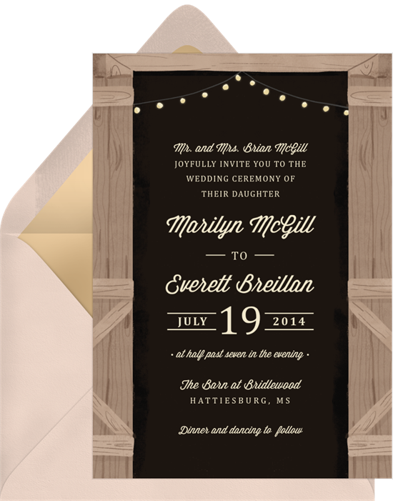 Rustic Evening Wedding Invitations from Greenvelope