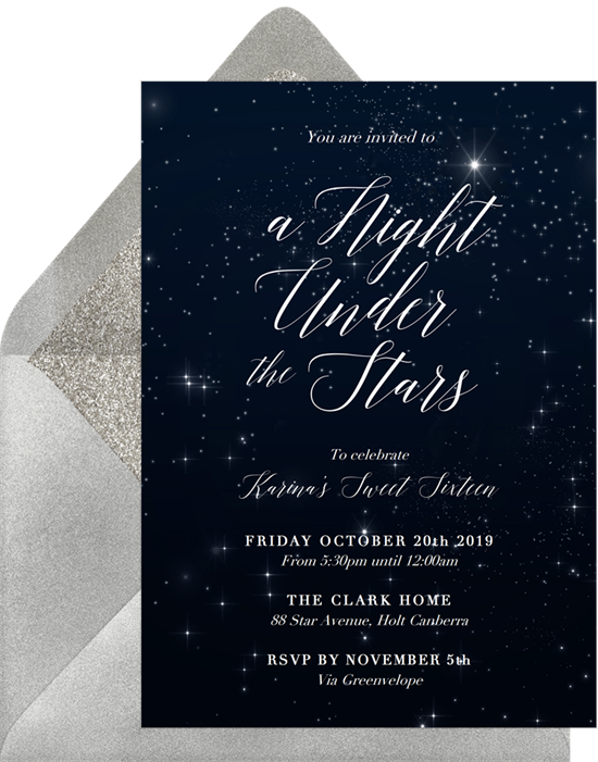 Sweet 16 invitations: the Holy Night invitation design from Greenvelope