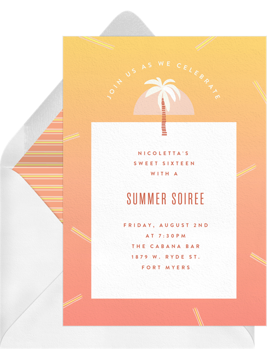 Sweet 16 invitations: the Perfect Summer Vibes invitation design from Greenvelope