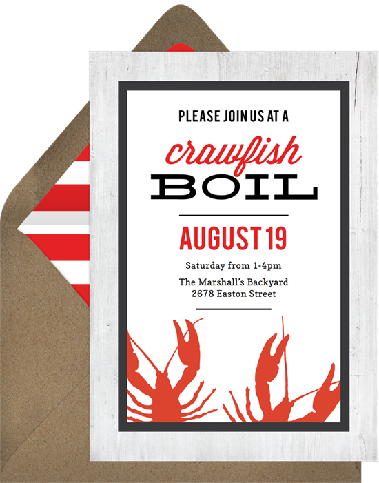 Crawfish Boil Family Reunion Invitations from Greenvelope