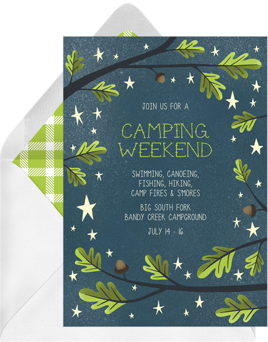 Let's Go Camping Family Reunion Invitations from Greenvelope