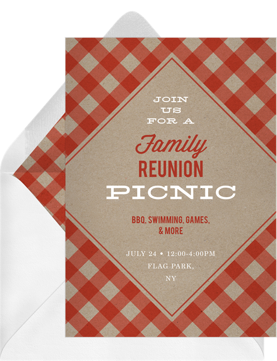 Trendy Gingham Family Reunion Invitations from Greenvelope