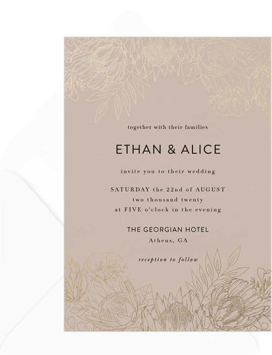 King Protea winter wedding invitations from Greenvelope