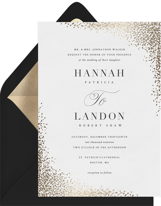 Shimmering Confetti winter wedding invitations from Greenvelope