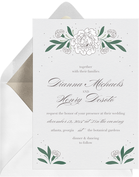 Winter Roses wedding invitations from Greenvelope