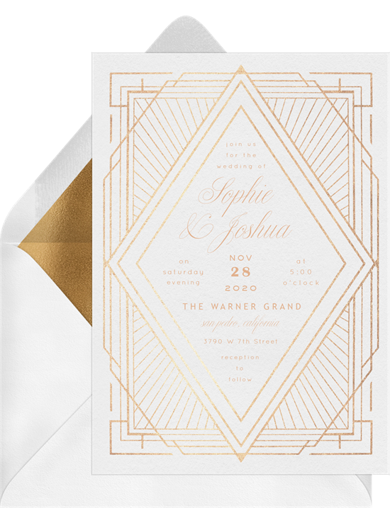 Art Deco Diamond winter wedding invitations from Greenvelope