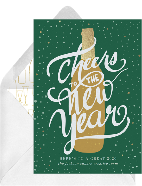 New Year's Cheers card with space to write a funny happy New Year message