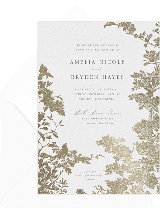 How to address wedding invitations: the Vintage Floral Frame invitation design from Greenvelope