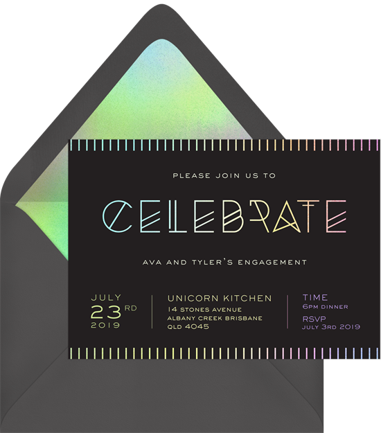 Mod Celebrate engagement party invitations from Greenvelope
