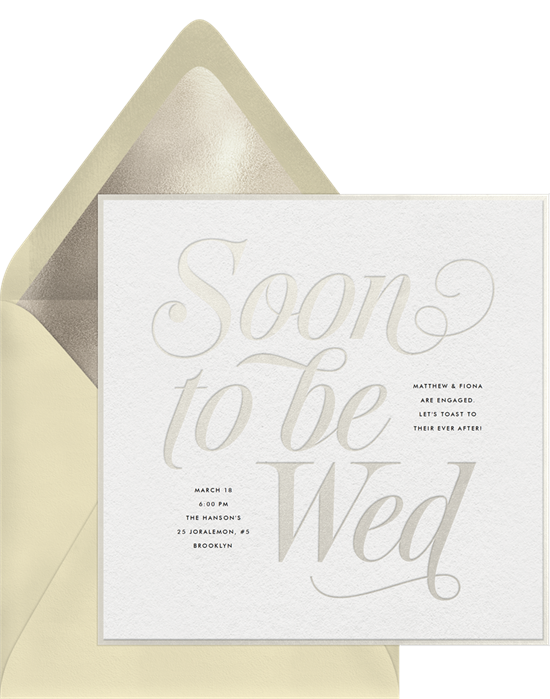 Soon to Be Wed engagement party invitation from Greenvelope