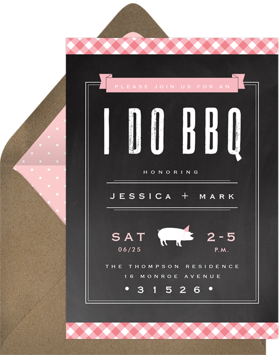 Gingham BBQ engagement party invitation from Greenvelope