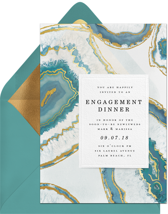 Agate Vellum engagement party invitation from Greenvelope