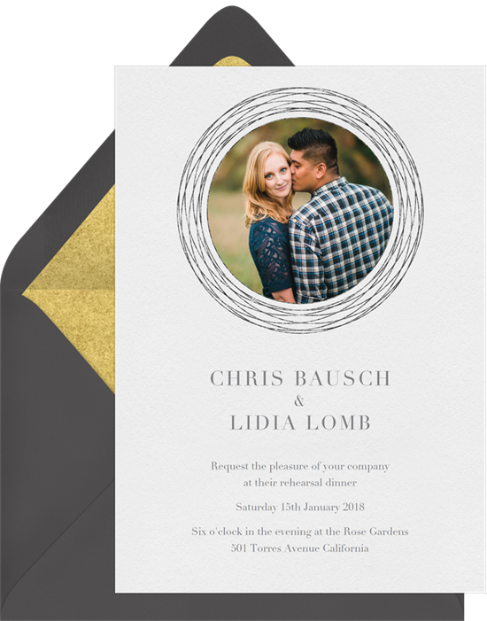 When to send rehearsal dinner invitations: A rehearsal dinner invitation