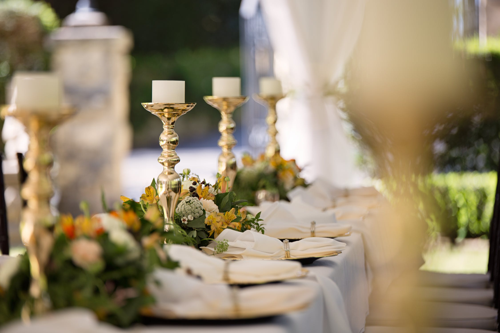 A table set for a wedding reception