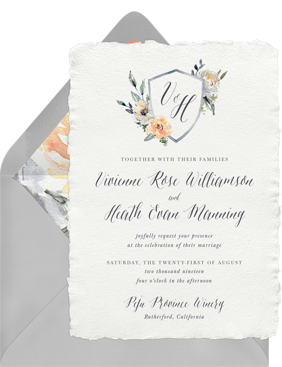 Perennial Crest wedding reception invitations from Greenvelope