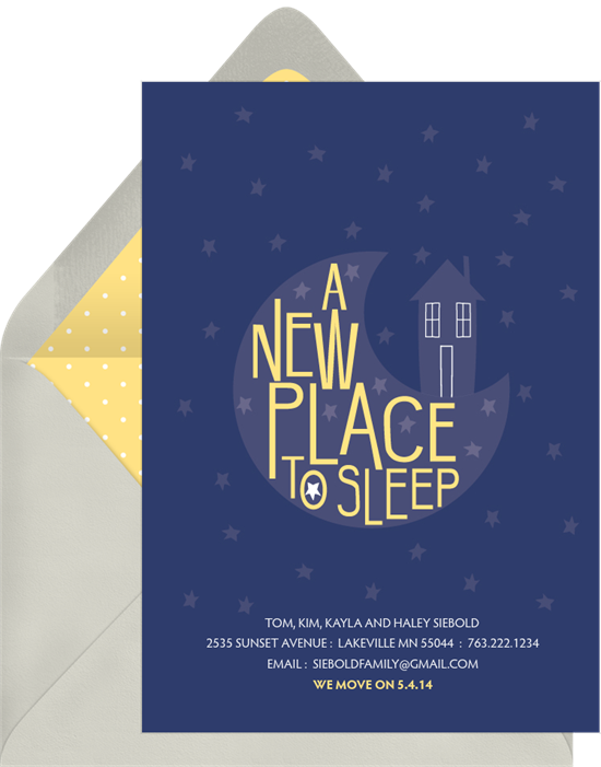 Goodnight Home housewarming party invitations from Greenvelope