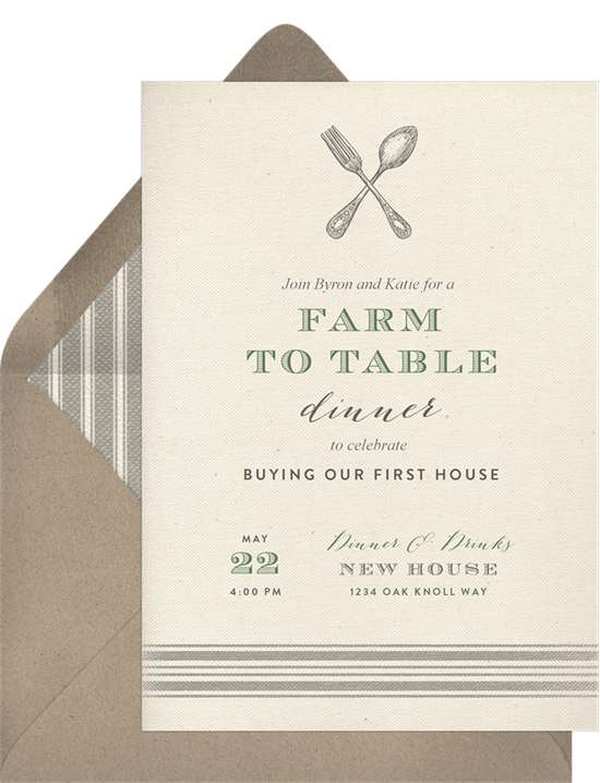 Farm House Chic housewarming party invitations from Greenvelope