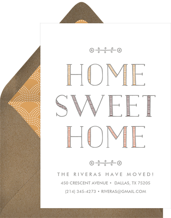 Home Sweet Home housewarming party invitations from Greenvelope