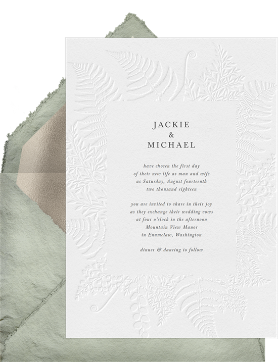 Simple Foliage modern wedding invitations from Greenvelope