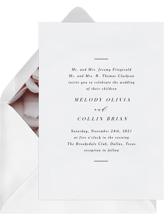 Estella modern wedding invitations from Greenvelope