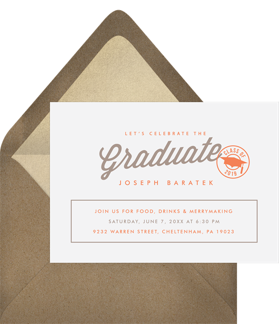 Stamp of Approval high school graduation announcements from Greenvelope