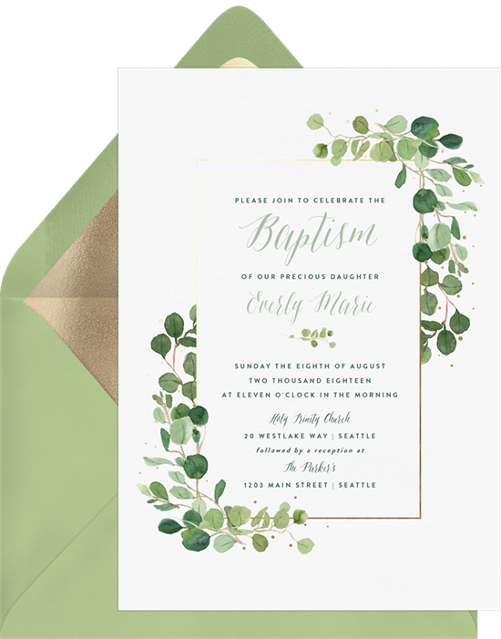 Delicate Greenery confirmation invitations from Greenvelope