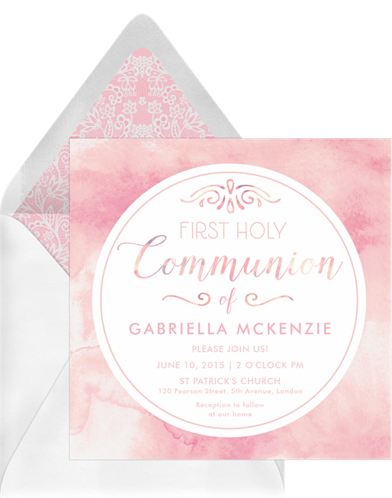 Watercolor Communion confirmation invitations from Greenvelope