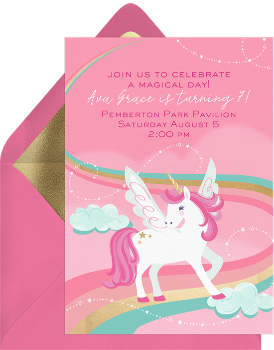 Unicorn Magic invitations from Greenvelope