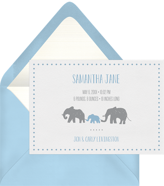 New Baby Elephant baby shower invitations